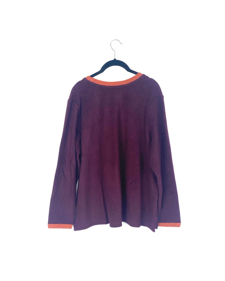 Maroon And Orange Fleece Top - PXL