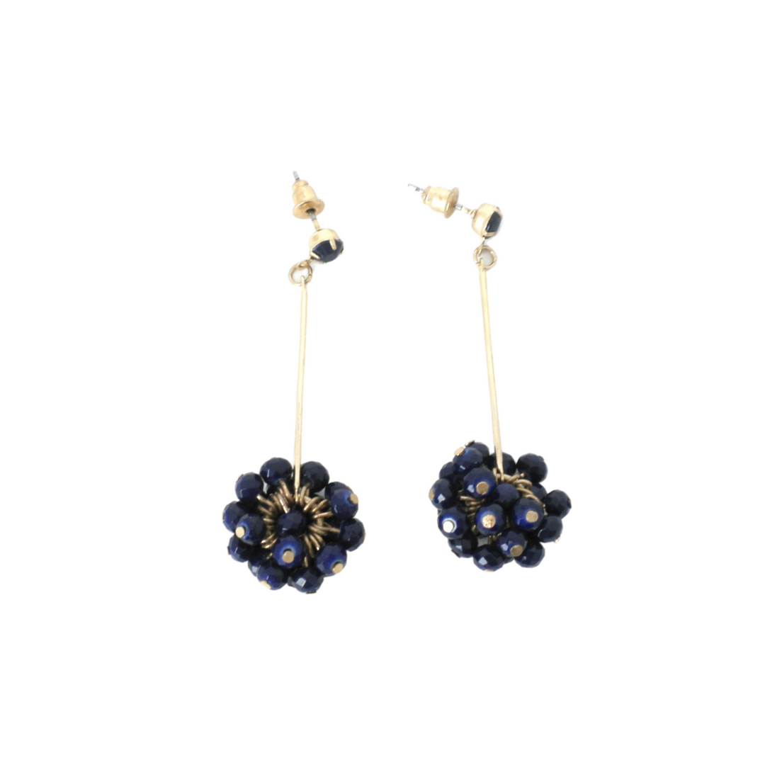 Gold and Navy Blue Earrings - The Fashion Foundation - {{ discount designer}}