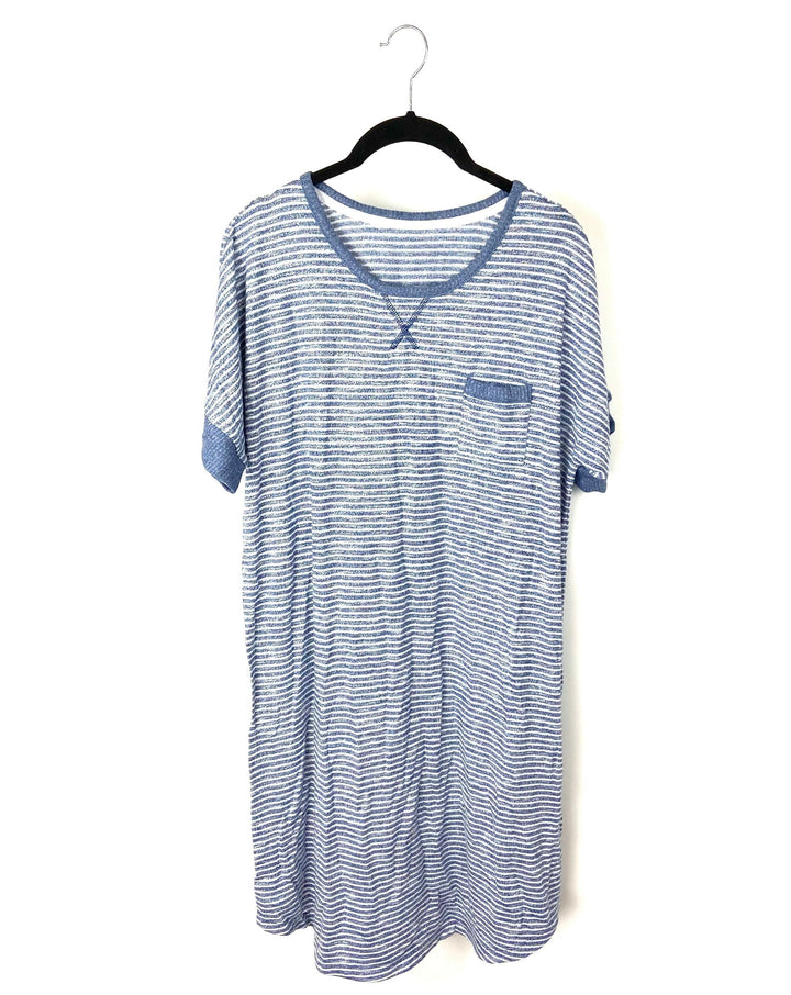 Blue And White Striped T-Shirt Dress - Medium