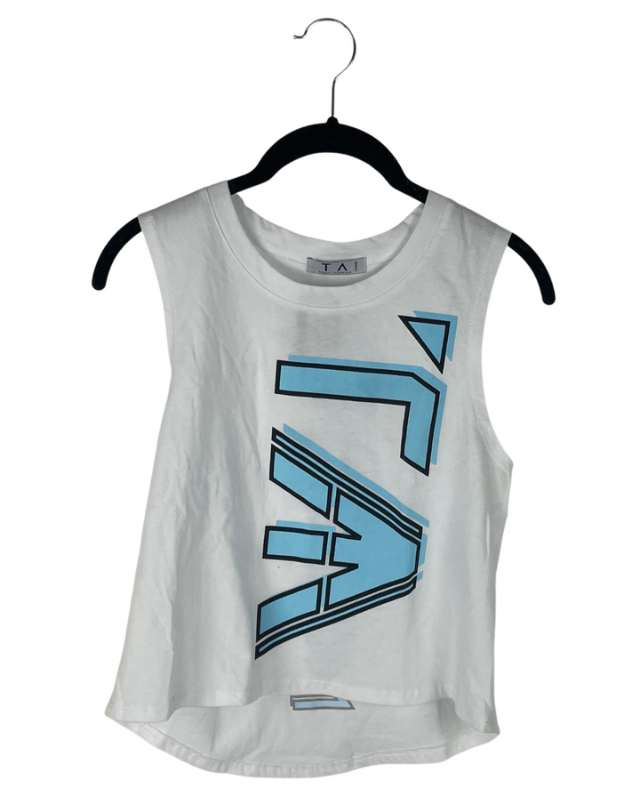 White And Blue Tank Top - Size 0 and 2