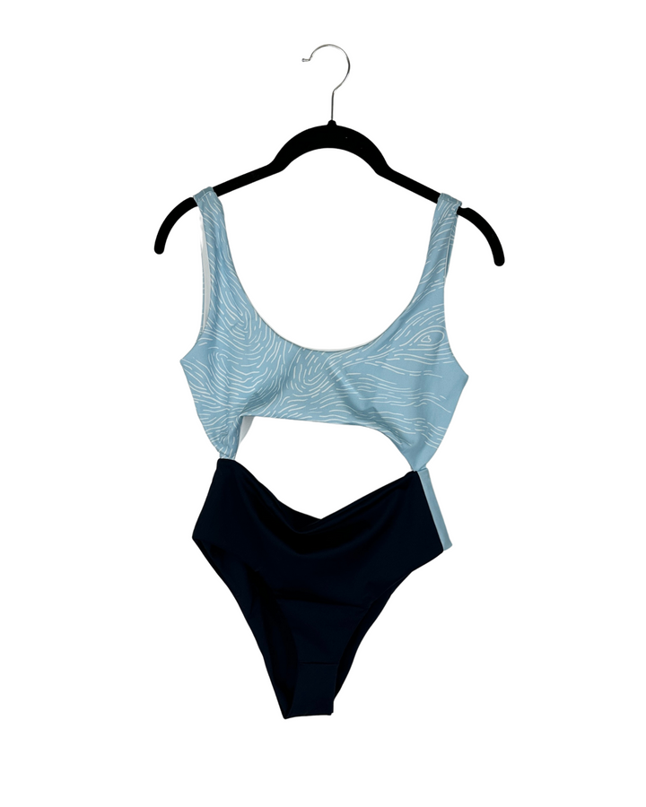 Navy And Light Blue One Piece Swimsuit - Size 00-0