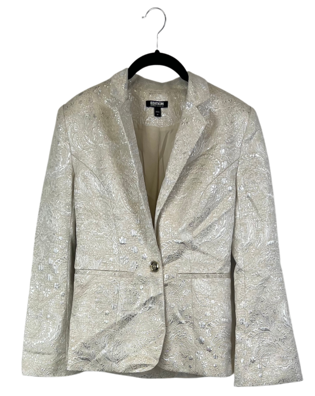 Cream Metallic Jacquard Blazer - Size 00, 0, 2, 4, 12