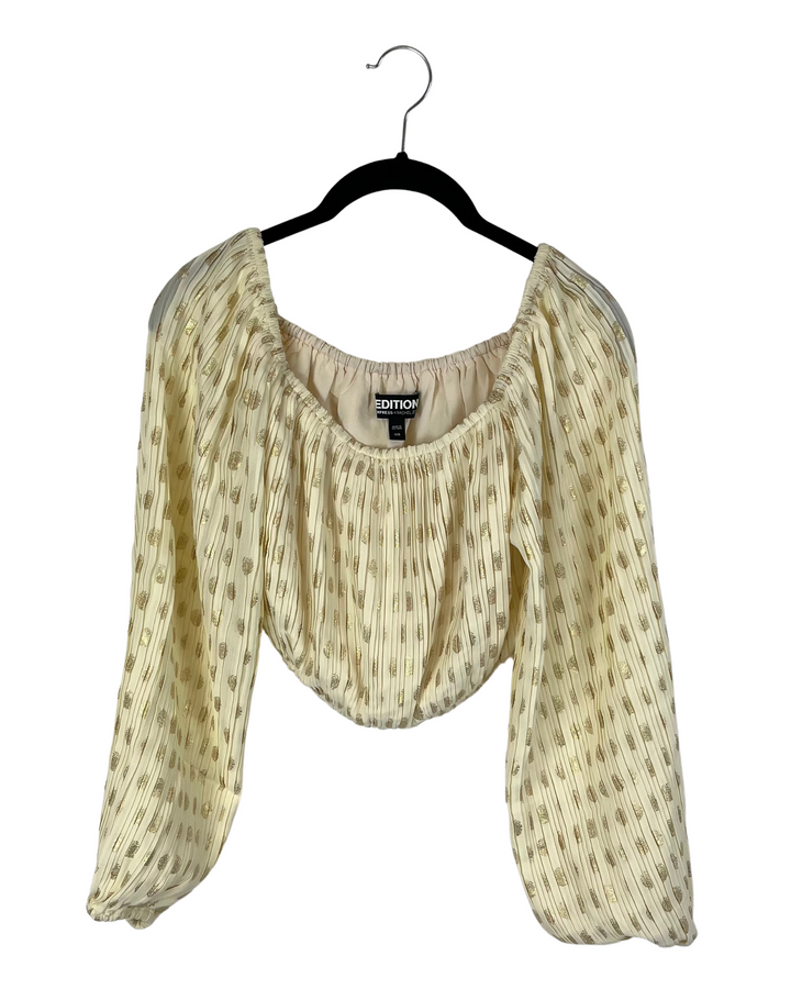 Cream And Gold Off The Shoulder Top - Size 0 - 18