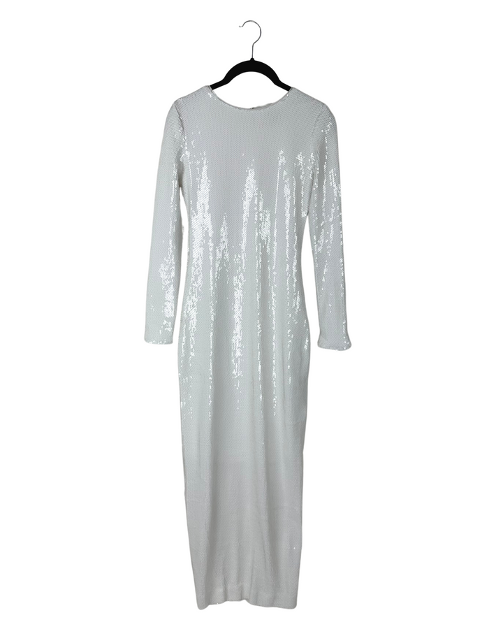 White Sequin Maxi Dress - Size 000-18