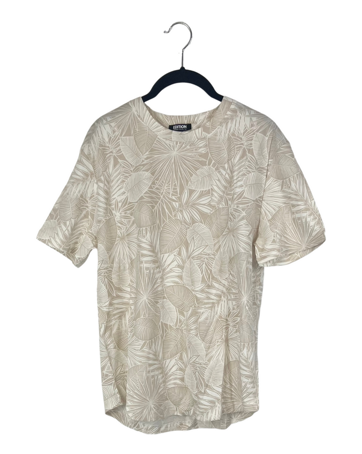 MENS Beige Printed T-Shirt - Extra Small and Small