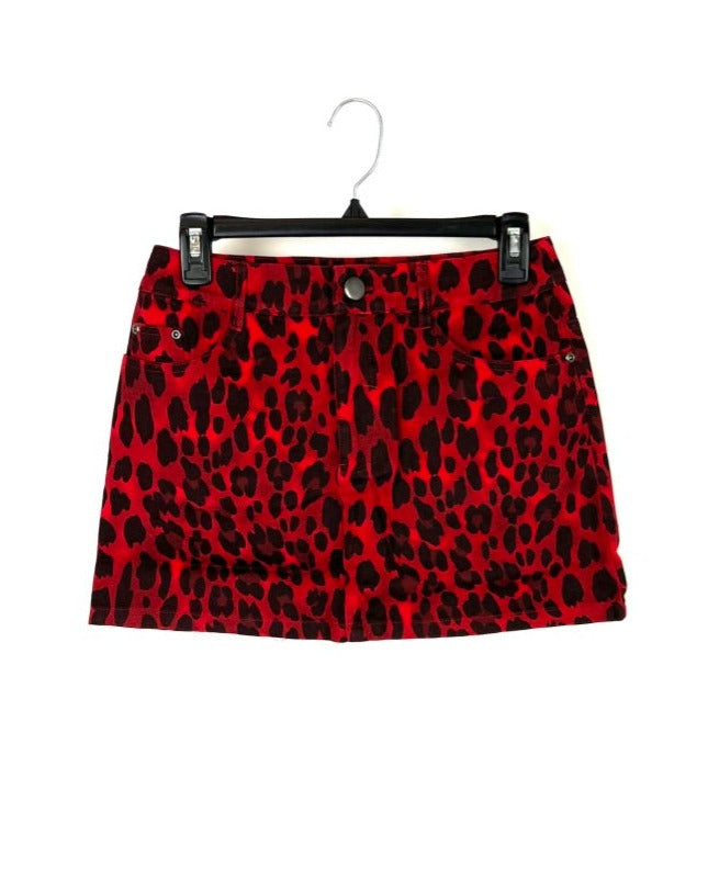 Red Cheetah Mini Skirt - Small, Medium, Large