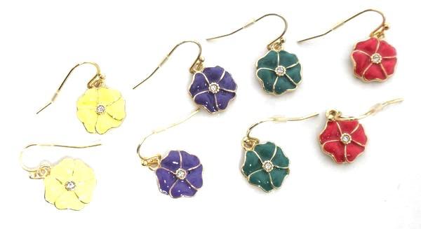Gold Floral Earrings Available In Red, Purple, Green, and Yellow - The Fashion Foundation