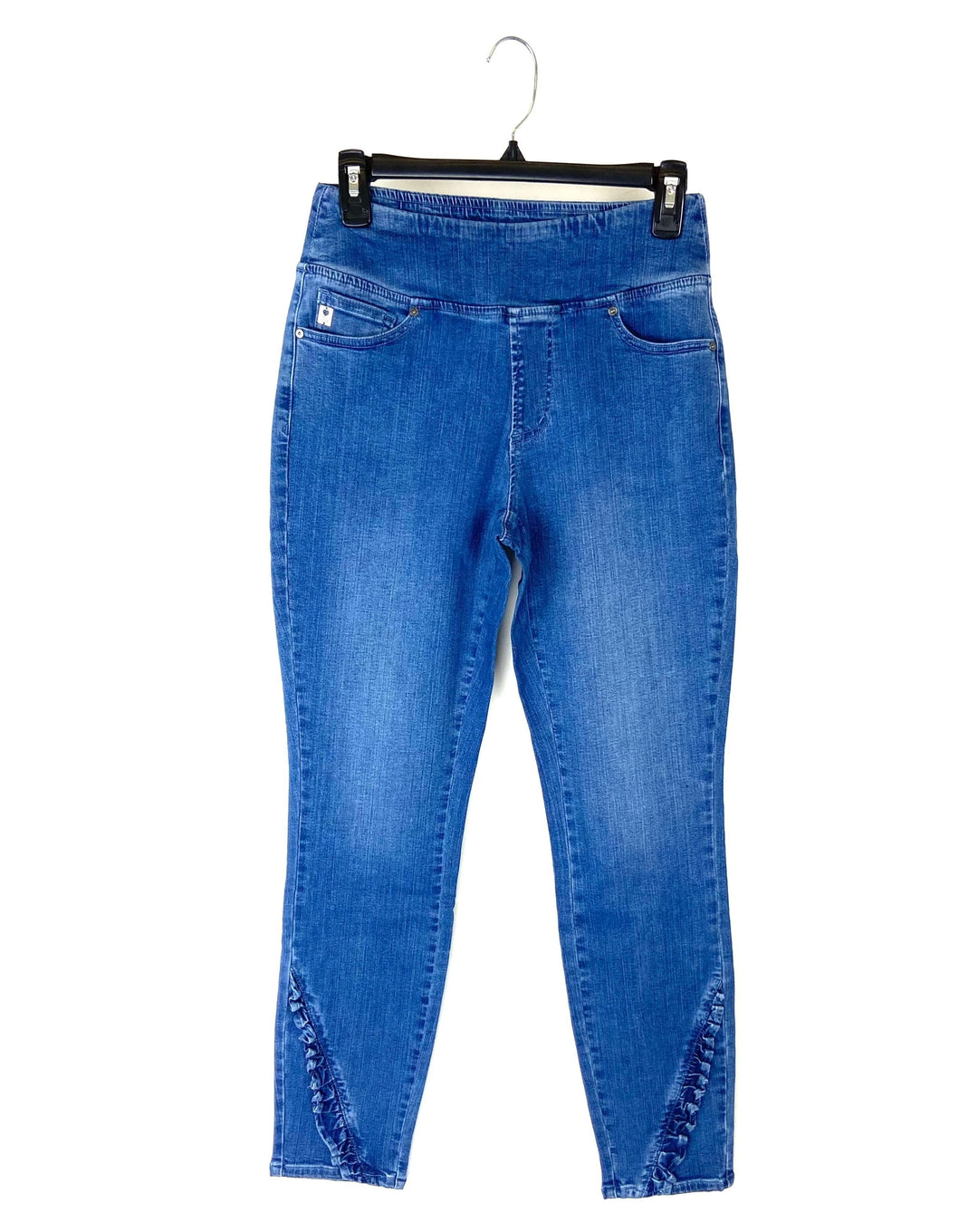 Medium Wash Ruffle Design Jeans - Size 12/14