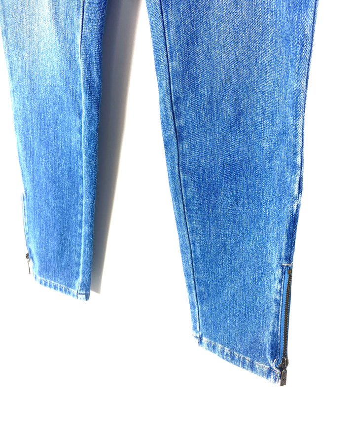 Medium Wash Jeans With Bottom Zippers - Size 6/8 and 12/14