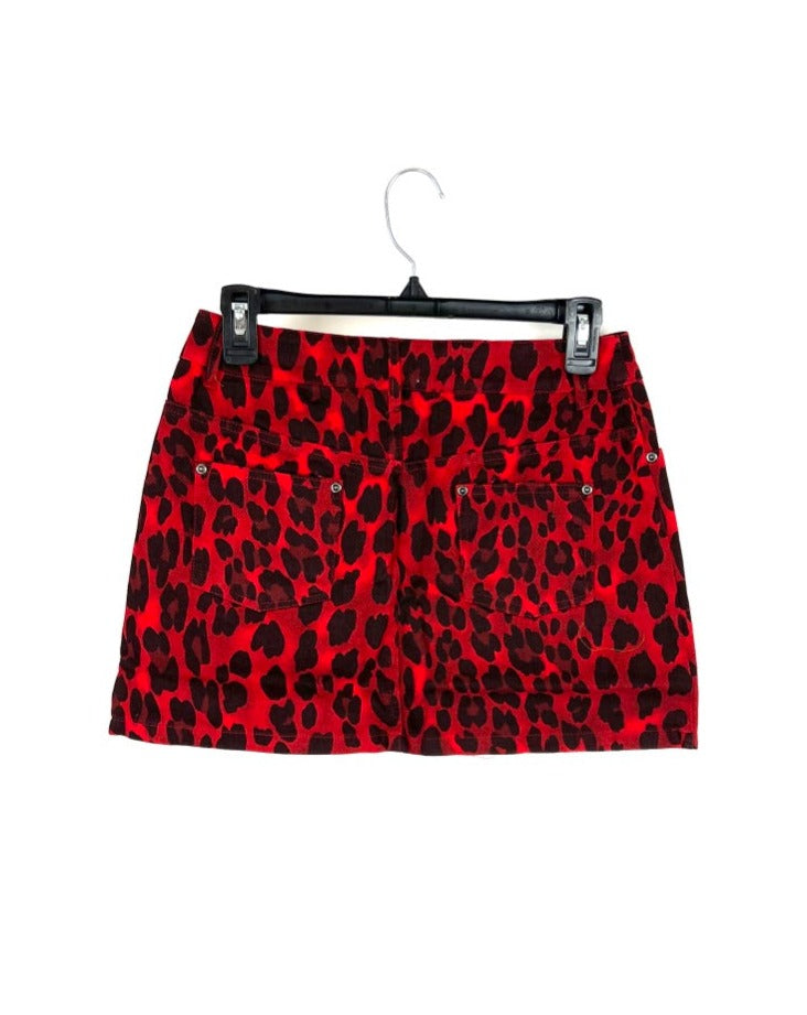 Red Cheetah Mini Skirt Small Medium Large