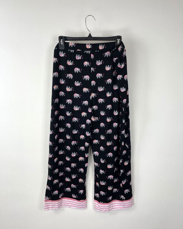 Black Pajama Pants with Pink Elephants - 1x