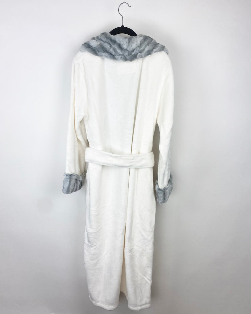 White and Grey Plush Robe - Small