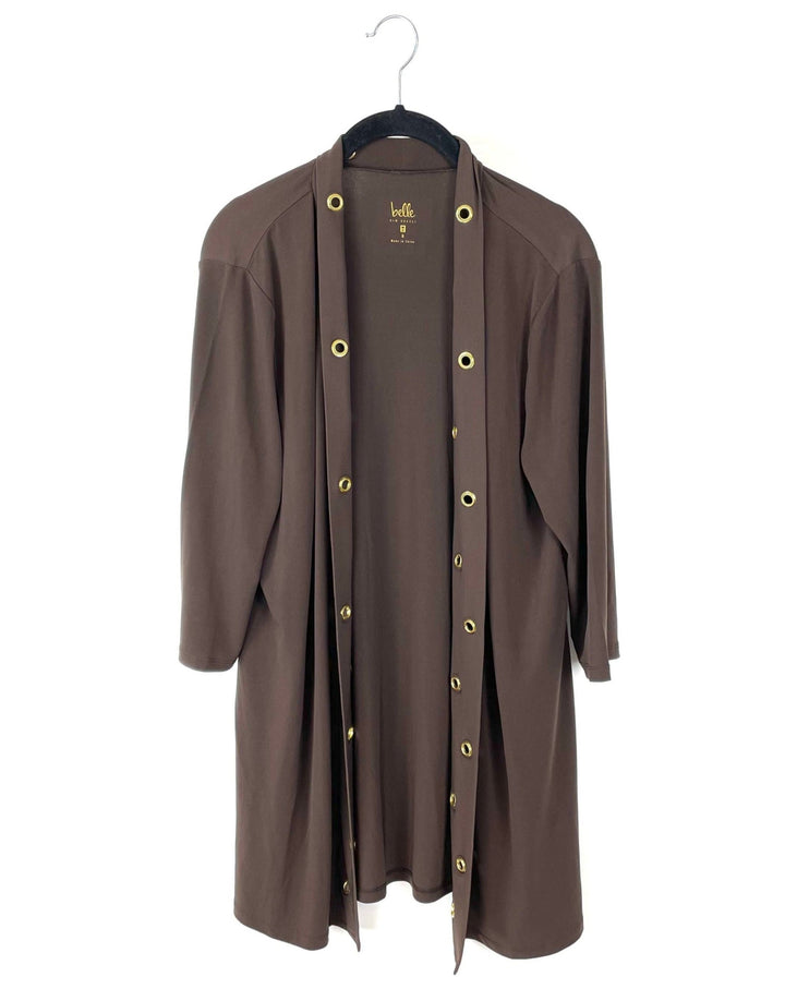Brown and Gold Open Cardigan - Small/Medium