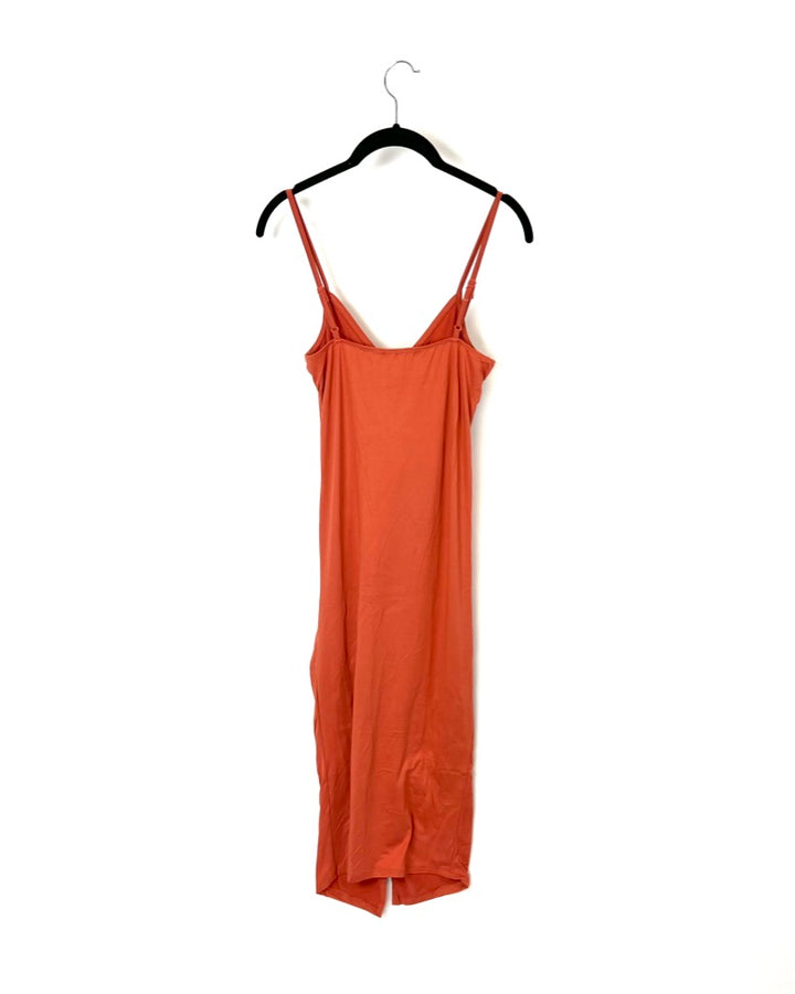 Burnt Orange Ruched Dress - Small and Large