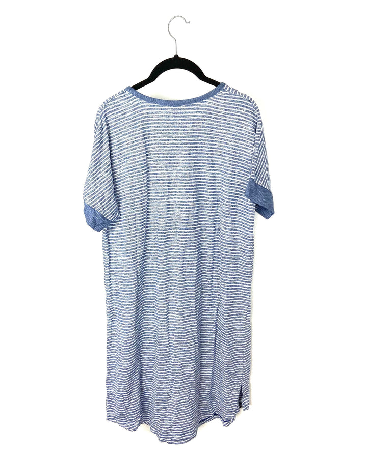 Blue And White Striped T-Shirt Dress - Medium