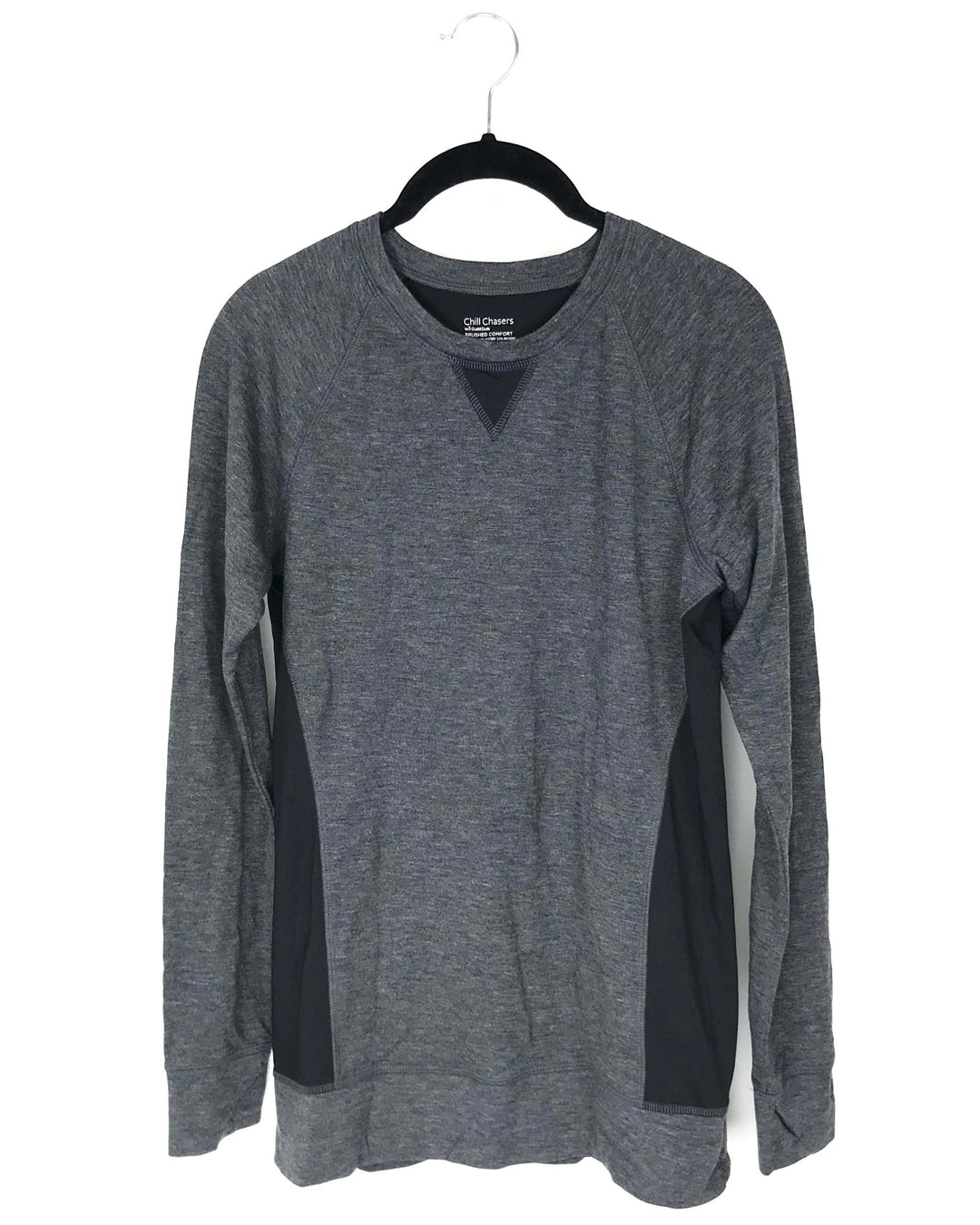 Heather Grey and Black Long Sleeve Top - Small