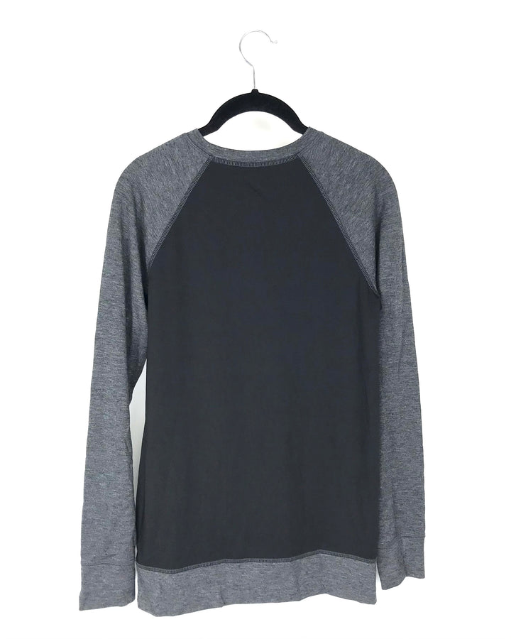 Heather Grey and Black Long Sleeve Top - Small