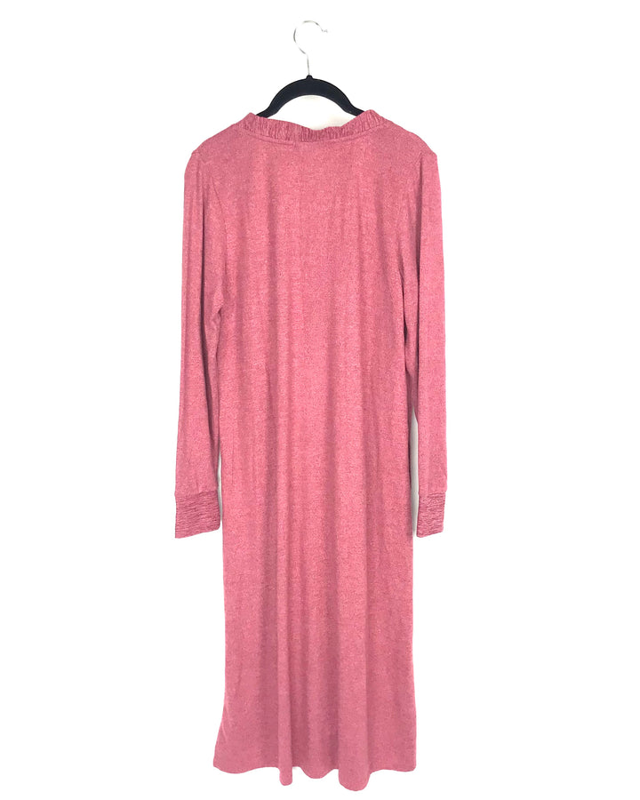 Long Dusty Pink Cardigan - Small