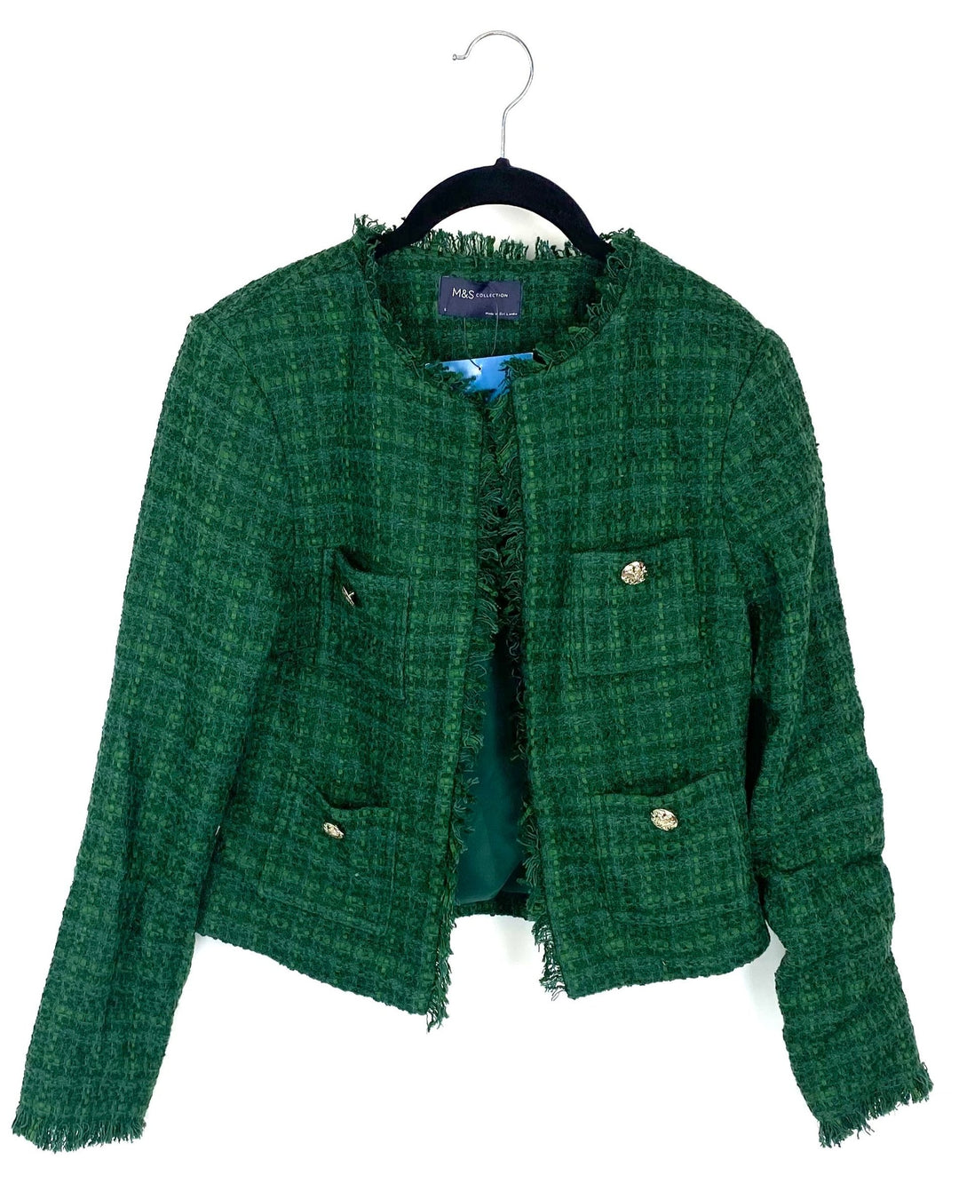 Green Tweed Cropped Blazer - Size 0