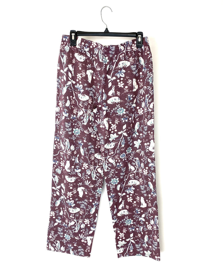 Burgundy Animal Printed Sweatpants - Small and Medium