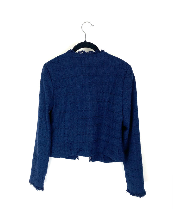 Navy Tweed Cropped Blazer - Size 0