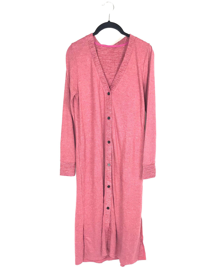 Long Dusty Pink Cardigan - Small