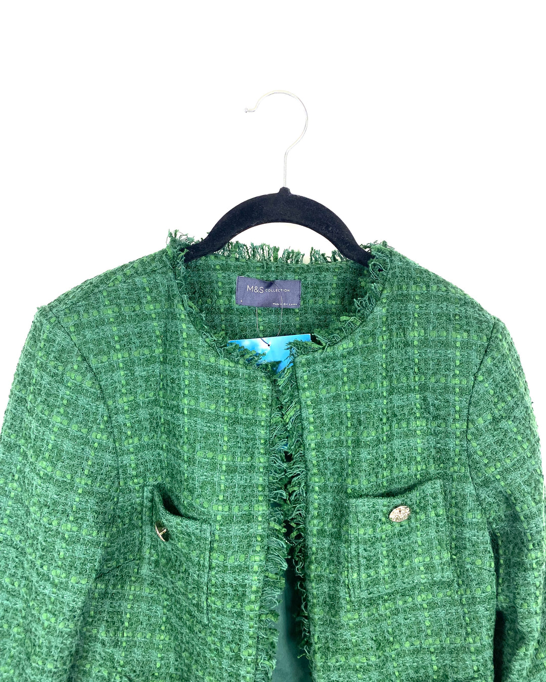 Green Tweed Cropped Blazer - Size 0