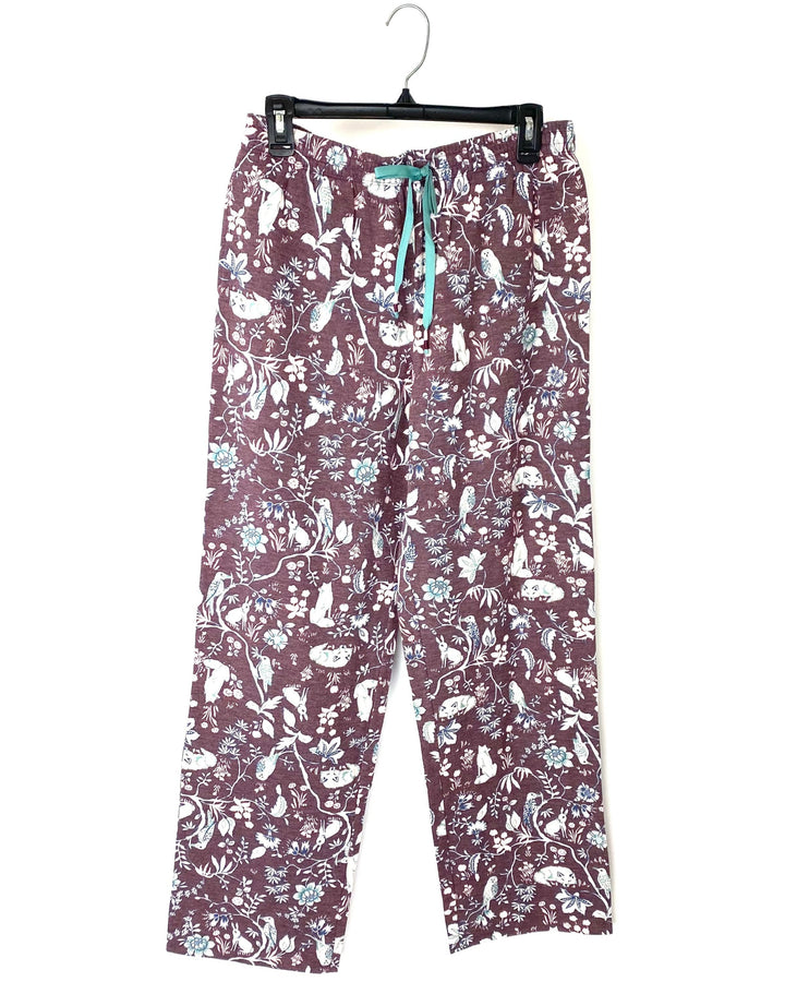 Burgundy Animal Printed Sweatpants - Small and Medium