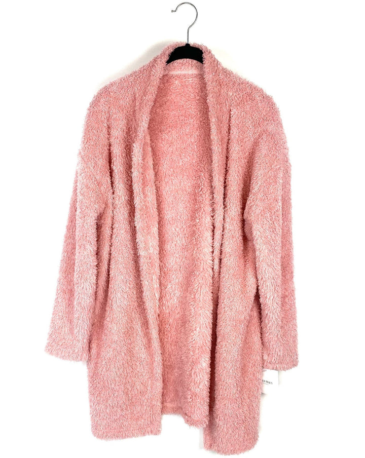 Pink Fuzzy Cardigan - Small