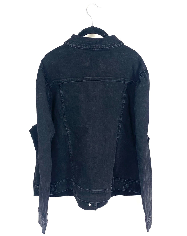 Puff Sleeve Black Denim Jacket - Size 20W