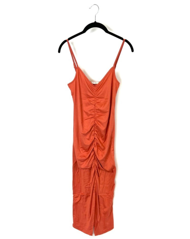 Burnt Orange Ruched Dress - Small and Large