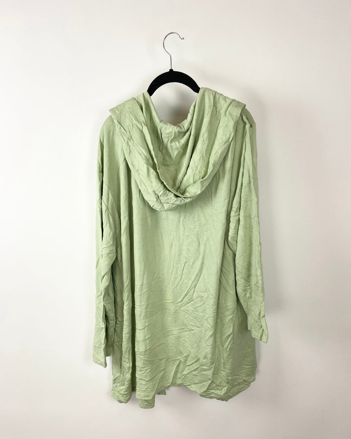 Olive Green Hooded Cardigan - 1X