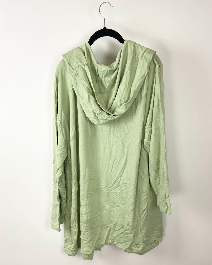 Olive Green Hooded Cardigan - 1X