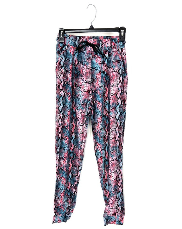 Pink And Blue Snake Print Joggers - Medium and Large
