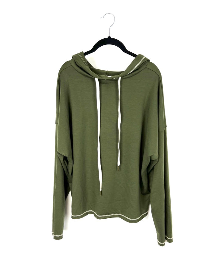 Cropped Lounge Olive Hoodie - Extra Large