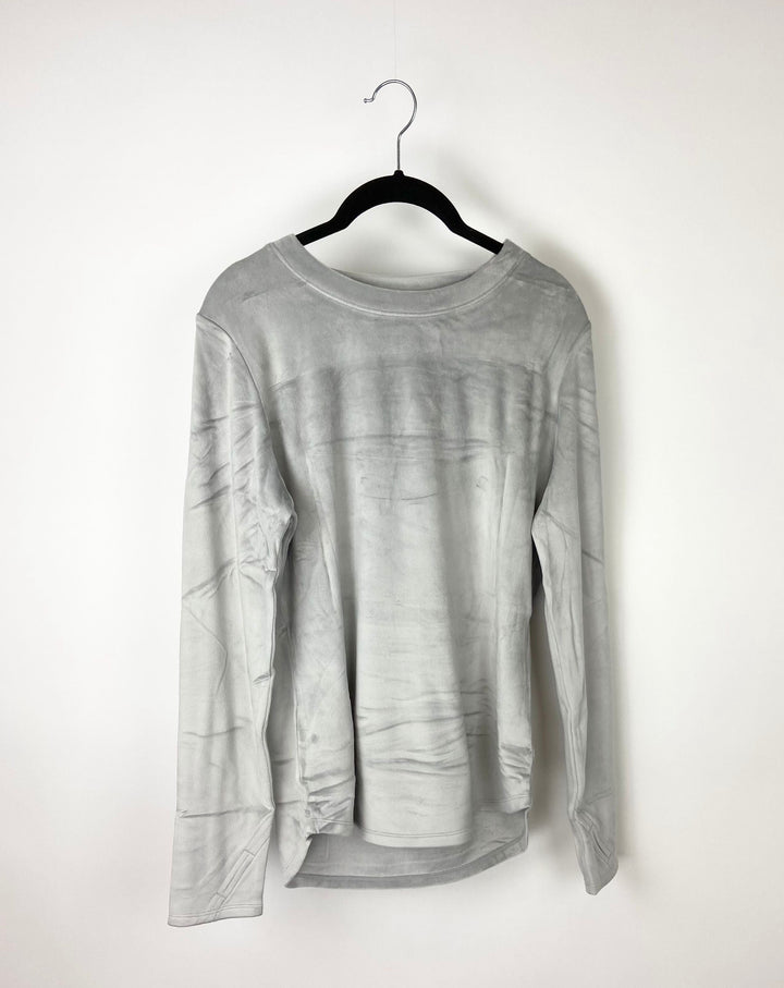 Grey Velour Like Top - Size 10/12