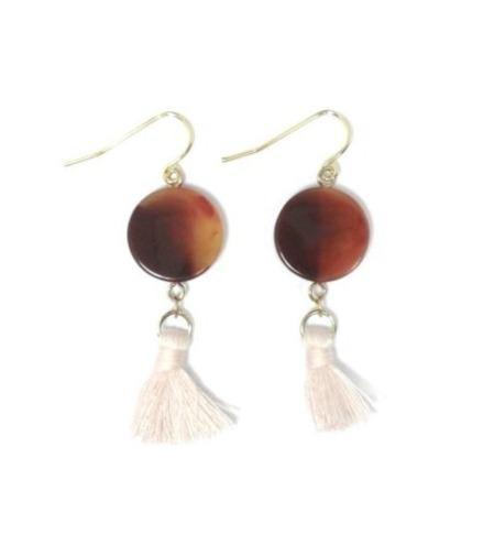 Pink Tassel Earrings With Circle Stud - The Fashion Foundation - {{ discount designer}}