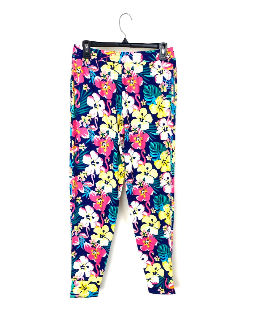 Tropical Print Pajama Pants - Small