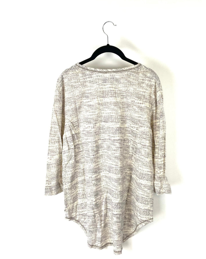 Abstract White Long Sleeve Shirt - Small