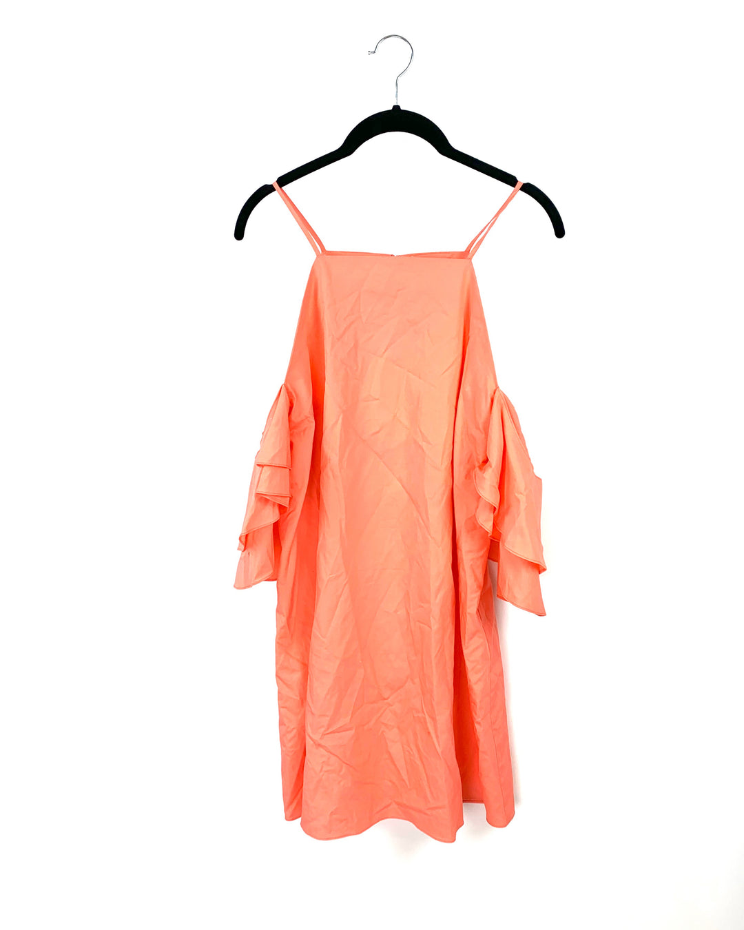 Orange Ruffle Sleeve Dress - Small