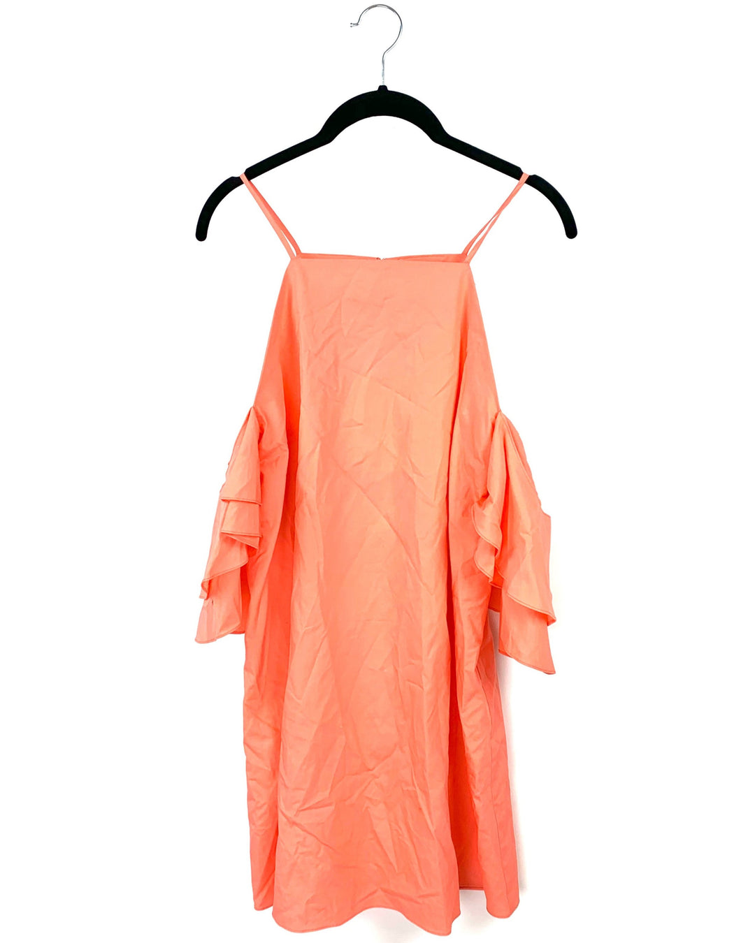 Orange Ruffle Sleeve Dress - Small