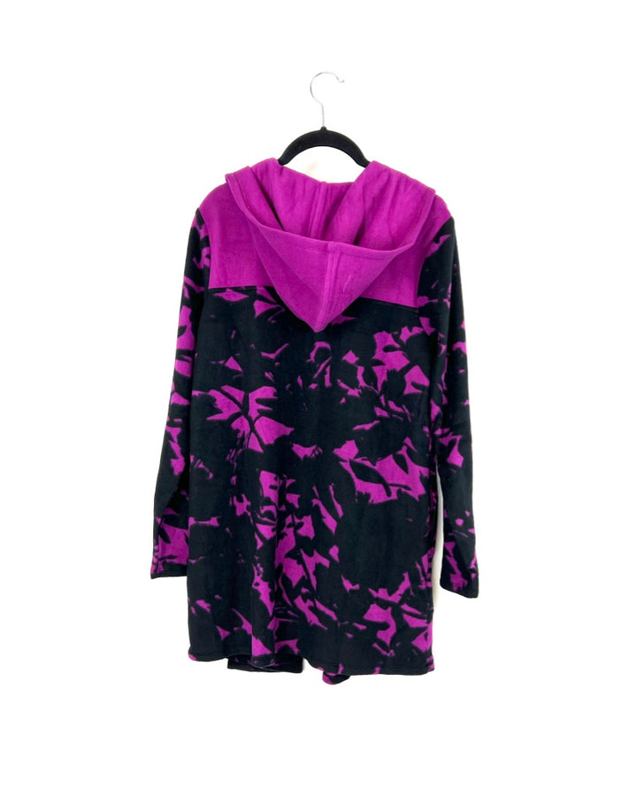 Abstract Black And Purple Open Cardigan - Small/Medium and Medium/Large