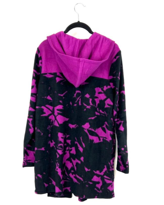 Abstract Black And Purple Open Cardigan - Small/Medium and Medium/Large