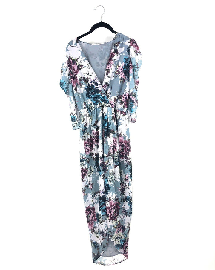 Blue Floral Dress - Small