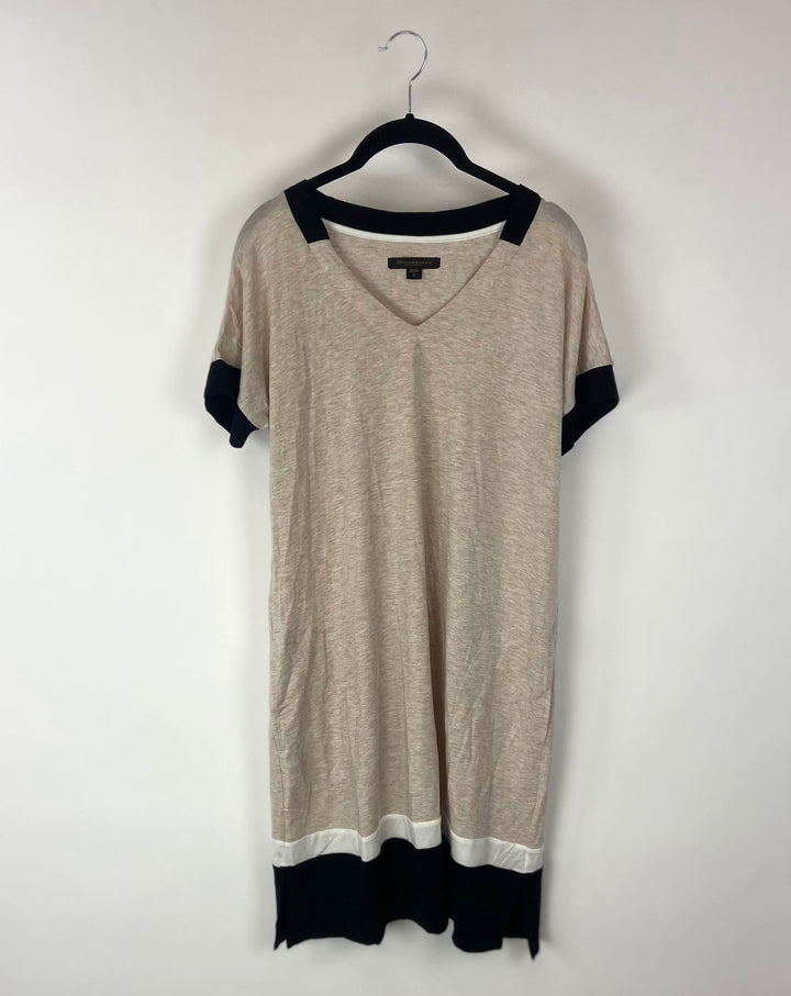 Tan Short Sleeve Lounge Dress - Small