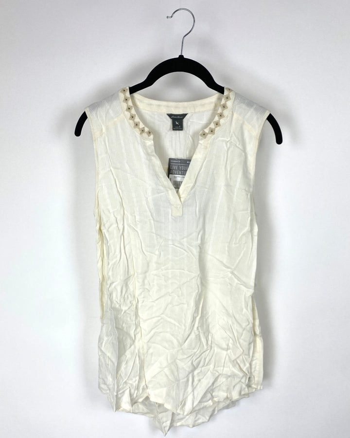 Sleeveless Ivory Blouse - Small