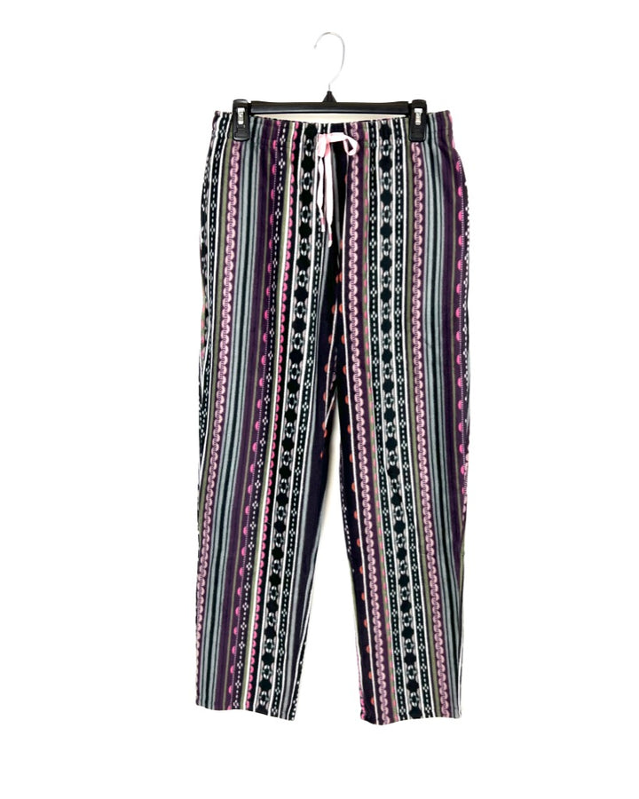Abstract Multicolor Fleece Pajama Pants - Small