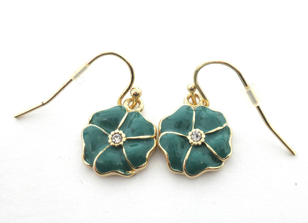 Gold Floral Earrings Available In Red, Purple, Green, and Yellow - The Fashion Foundation
