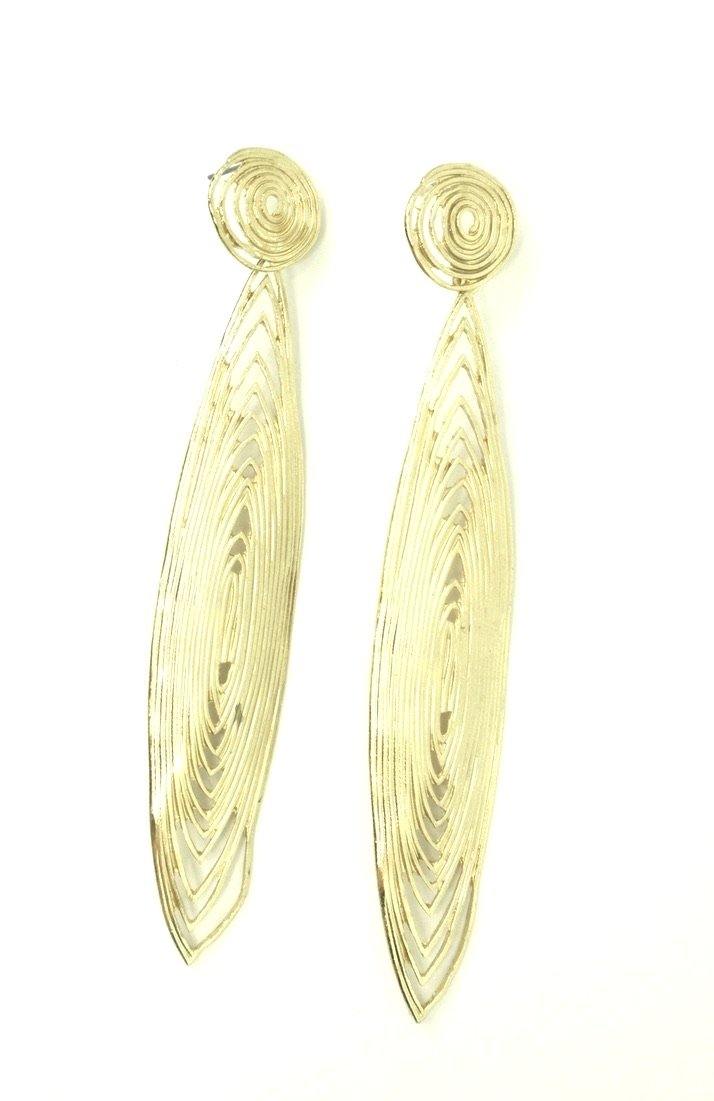 Gold Dangle Earrings with Swirl Details - The Fashion Foundation - {{ discount designer}}